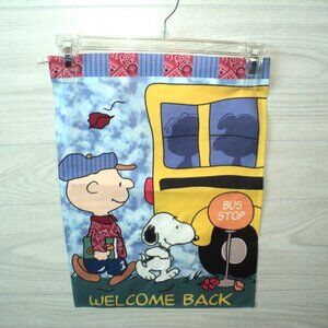 Garden Flag Welcome Back Charlie Brown Snoopy and School Bus 17.5" x 12.5"